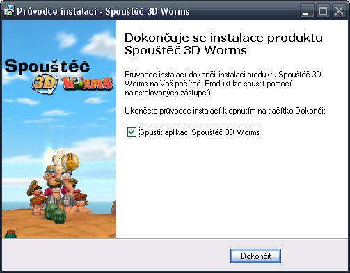 Spouštěč 3D Worms – instalace – finiš